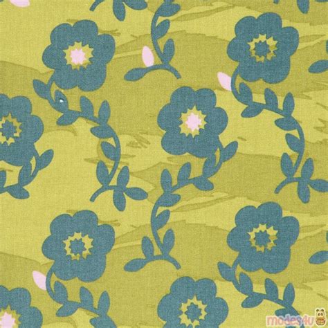 Lime Green Green Grey Kokka Cute Flower Fabric Modes4u