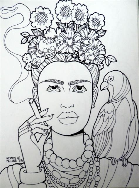 Beautiful Coloring Pages Of Frida Kahlo Exeranmat Coloring
