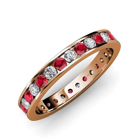 Ruby And Diamond Channel Set Eternity Band 121ct Tw To 142ct Tw In