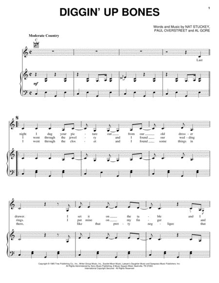 Diggin Up Bones By Randy Travis Piano Vocal Guitar Digital Sheet Music Sheet Music Plus