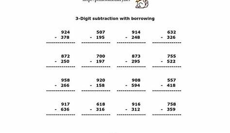 subtraction worksheets with borrowing