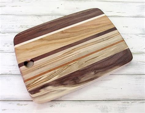 Wood Cutting Board Mixed Woods Walnut Cherry And Ambrosia Maple