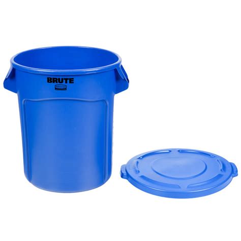 Rubbermaid Brute 20 Gallon Blue Round Trash Can And Lid