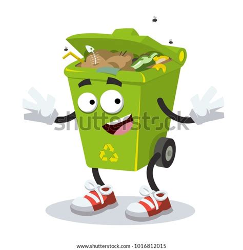 Cartoon Joyful Trash Can Mascot Smiling Stock Vector Royalty Free