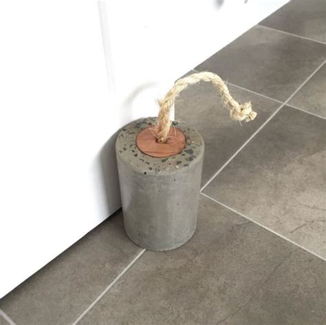 2eight3 Concrete Door Stop With Timber Inlay And Rope Handle Available