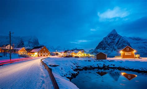 863439 Norway Lofoten Mountains Winter Bay Snow Rare Gallery Hd