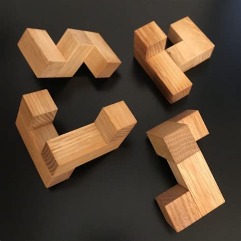 Stewart Coffins Four Piece Interlocking Cube Wood Puzzles Diy