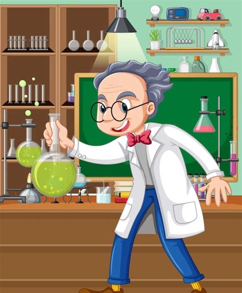Free Vector Laboratory Scene With Scientist Cartoon Character