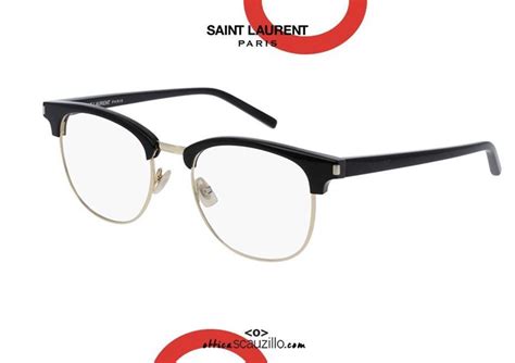 Vintage Style Clubmaster Eyeglasses Saint Laurent Sl104 Col 004 Black And Gold Occhiali