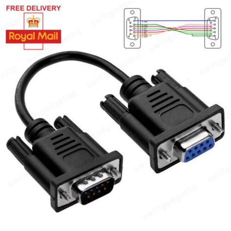 Null Modem Cable Serial Rs232 9 Pin Db9 Male To Female Gender Changer