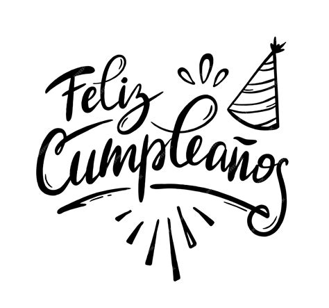 Feliz Cumpleaños En España Letras En Español Con Salpicaduras Y Rizos Vector Vector Premium