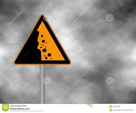 Danger Falling Stones Icon Falling Rocks Warning Traffic Road Sign