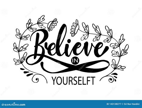 Believe In Yourself Hand Lettering Stock Vector Illustration Of