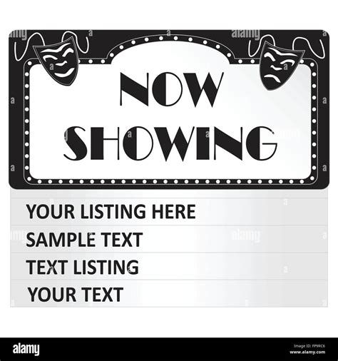 Image Of A Cinema Now Showing Sign With Editable Listings Stock