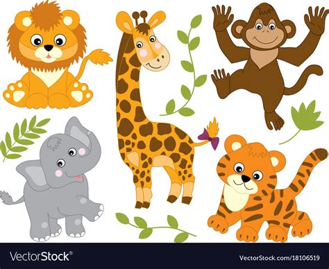 Set Of Jungle Animals Royalty Free Vector Image