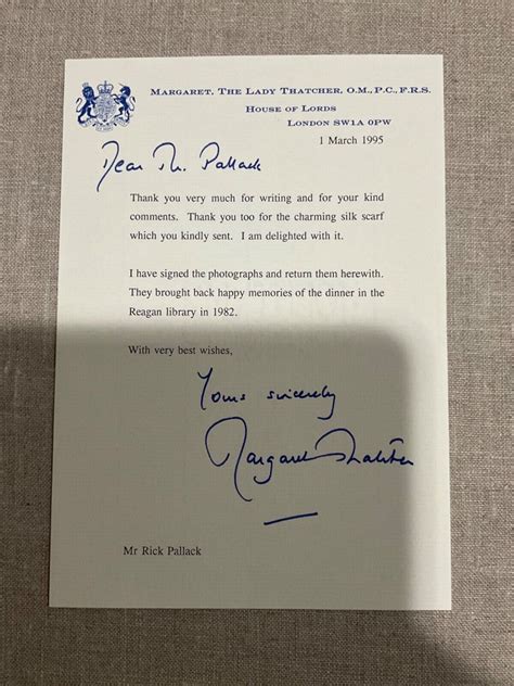 prime minister the lady margaret thatcher original autographed signed letter ebay
