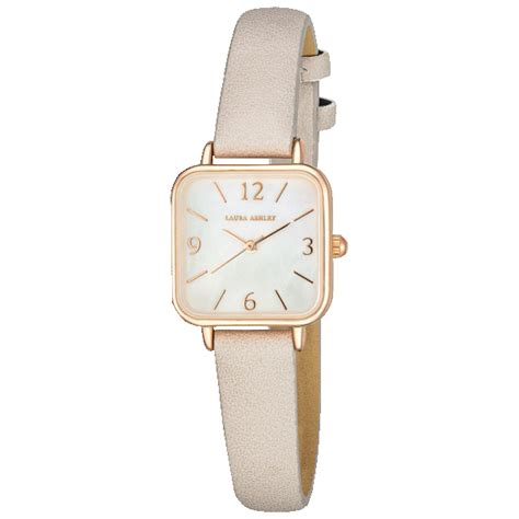 Morningsave Laura Ashley Womens Square Case Vegan Leather Strap Watch