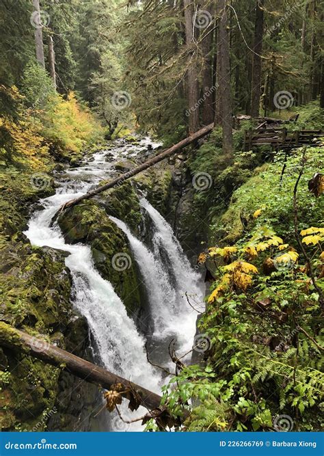 A Top View Of Sol Duc Fall At Olympic National Park Washington Stock