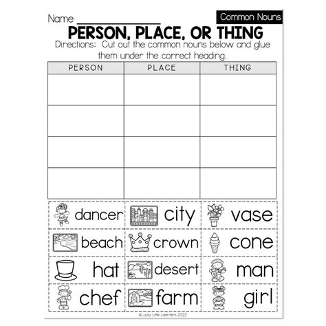 Fall Early Finishers 1st Grade Ela Common Nouns Person Place