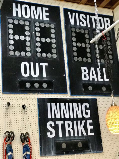 Vintage Baseball Scoreboard Mounted On Wood 795 For All Mid Century