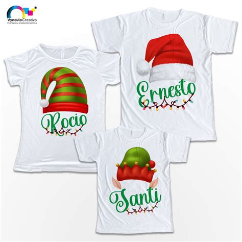 Playeras Navideñas Familiares Pack 3 Pzas Personalizadas Dtf Vynculo