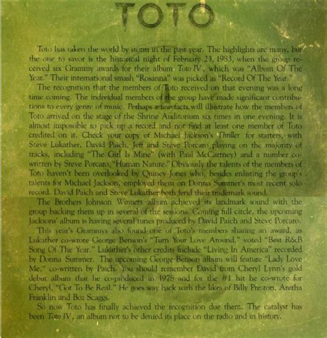 Toto Toto Iv Sampler Releases Reviews Credits Discogs