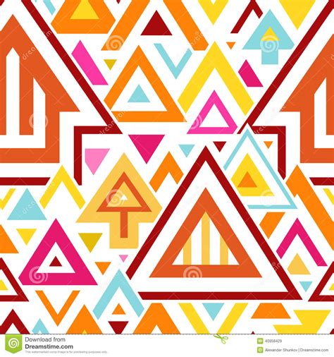 Abstract Geometric Seamless Pattern With Colorful Triangles And Lines
