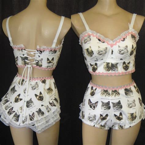 Pussy Print Playsuit Panties With Lacey Bum By Sideshowalley