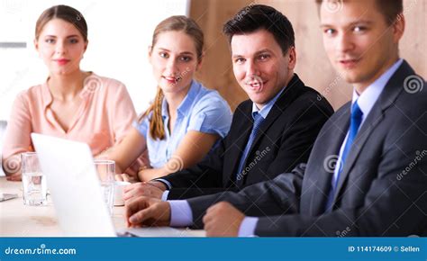 Business People Sitting And Discussing At Business Meeting In Office Stock Image Image Of