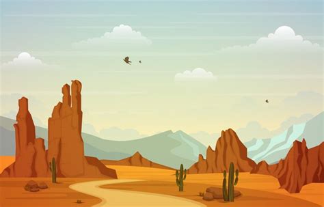 Premium Vector Beautiful Western Desert Landscape With Sky Rock Cliff