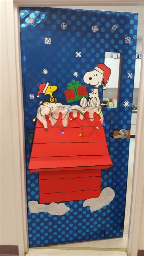Snoopy And Woodstock Xmas Door Office Christmas Decorations Diy