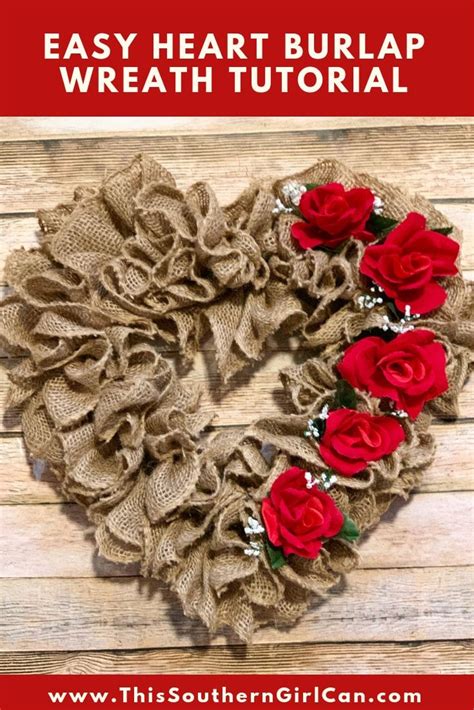 Easy Heart Burlap Wreath Tutorial Diy Valentines Day Wreath Burlap