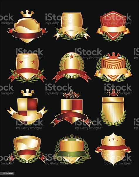 Dozen Golden Crests Stock Illustration Download Image Now Gold