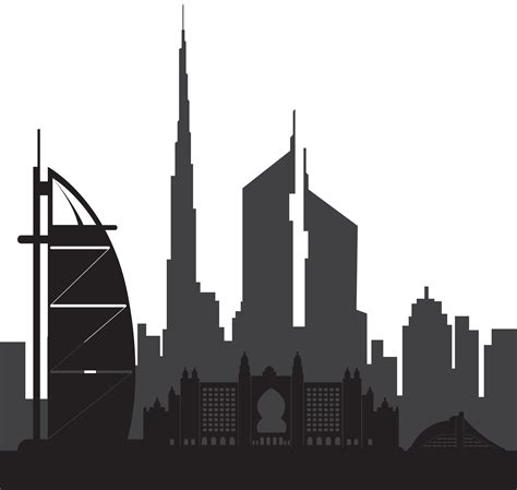 Dubai Skyline Silhouette Clip Art Dubai Png Download 80007581