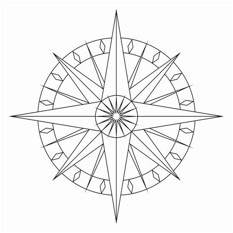 Compass Rose Coloring Page In Compass Rose Rose Coloring