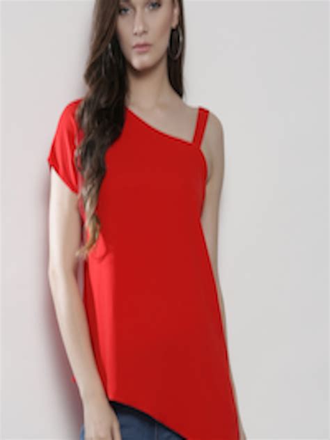 Buy Dorothy Perkins Women Red Solid Top With Dipped Hem Tops For Women 2096517 Myntra