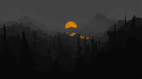 Firewatch Dark Night Minimalism Videogame Landscape Wallpaper
