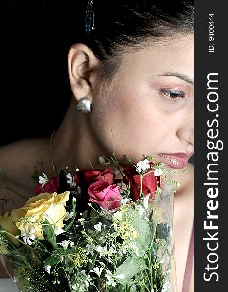 Sad Girl With Rose Bouquet Free Stock Images And Photos 9400444