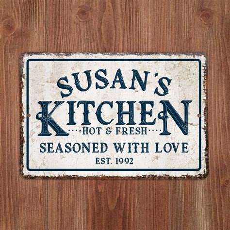 Personalized Distressed Vintage Look Kitchen Metal Sign Wall Décor