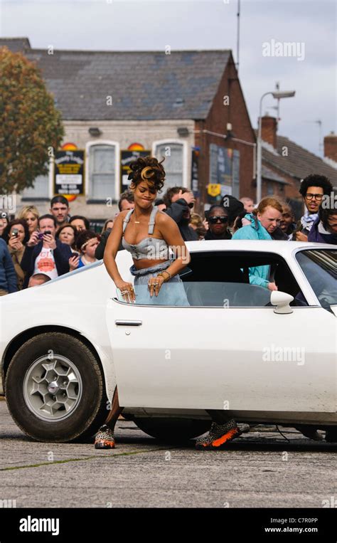 Rihanna Gets Out Of A Pontiac Trans Am Car During The Shoot For A New