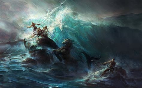 Fantasy Art Painting Artwork Poseidon Wallpapers Hd Desktop And