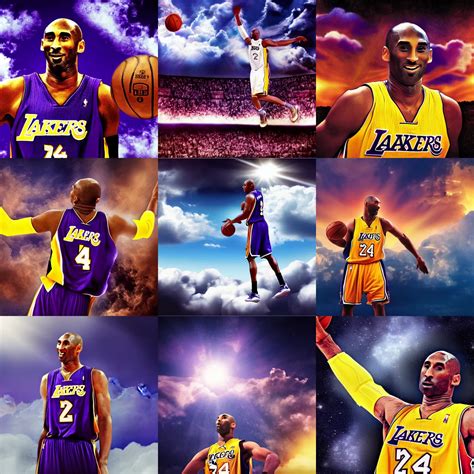 Kobe Bryant In Heaven Surreal Realistic Clouds Stable Diffusion