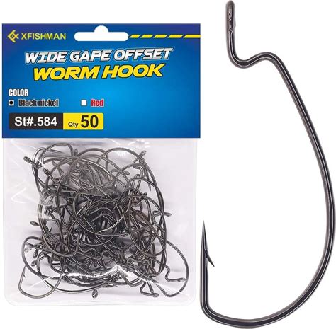 Offset Worm Hooks For Bass Fishing Rubber Worms Ewg Wide