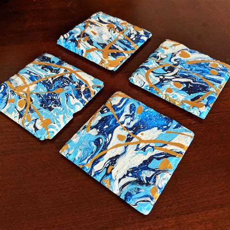 Custom Handpainted Slate Coasters Set Of 4 Unique One Of Etsy