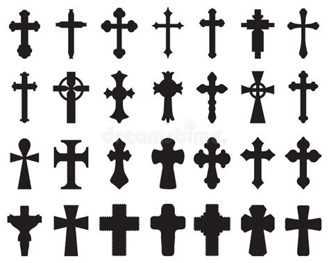 Silhouettes Of Different Crosses Stock Illustration Illustration Of