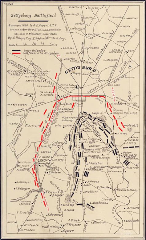 1863 Map Of Gettysburg Civil War Battlefield Adams County Etsy