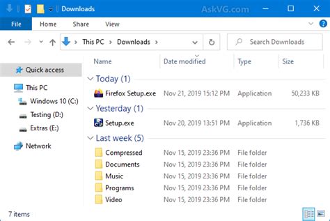 Fix Windows 10 Downloads Folder Shows Files In Groups And Sorted By
