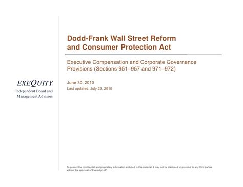 Dodd Frank Wall Street Reform And Consumer Protection Act Executive