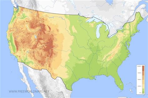 Elevation Map Of The Usa United States Map