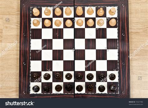 Chess Pieces Arrangement Closeup On Chessboard Stock Photo 72427786